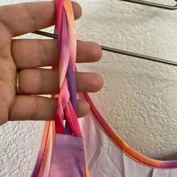 🆕Pink Colorful Tie Dye Trendy U Neck Swing Mini Dress S🆕 - Picture 4 of 5